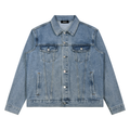 Unisex Vintage Wash Denim Jacket – Classic Oversized Jean Jacket