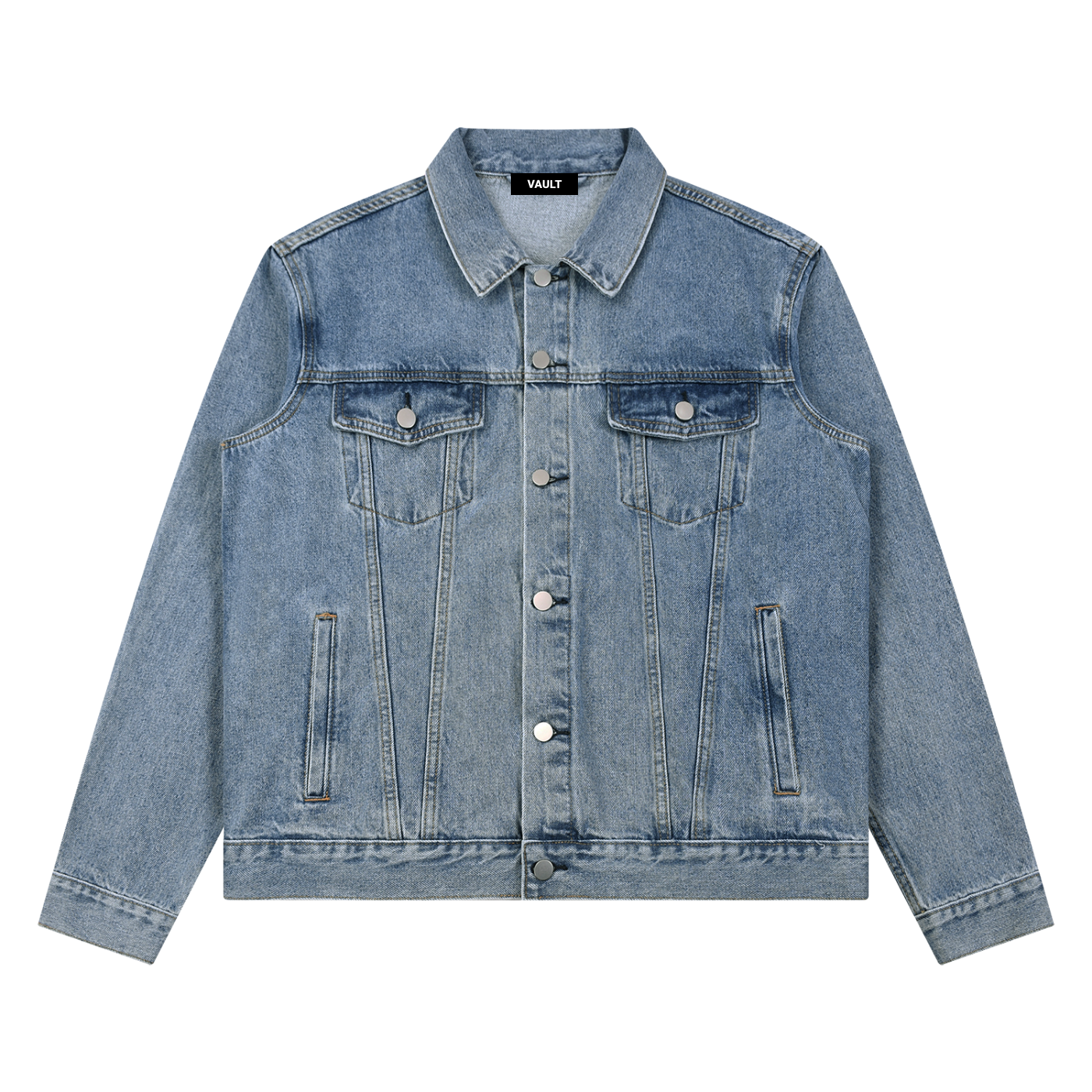 Unisex Vintage Wash Denim Jacket – Classic Oversized Jean Jacket