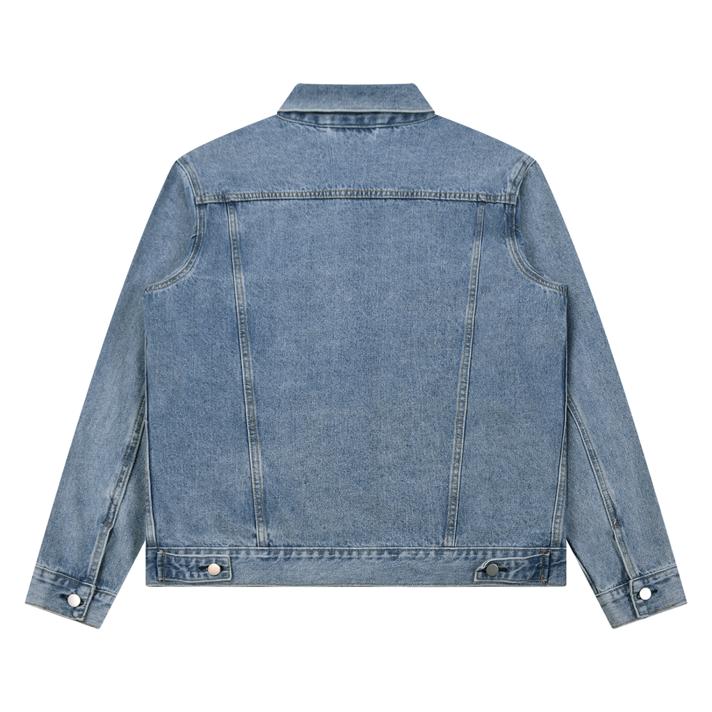 Unisex Vintage Wash Denim Jacket – Classic Oversized Jean Jacket