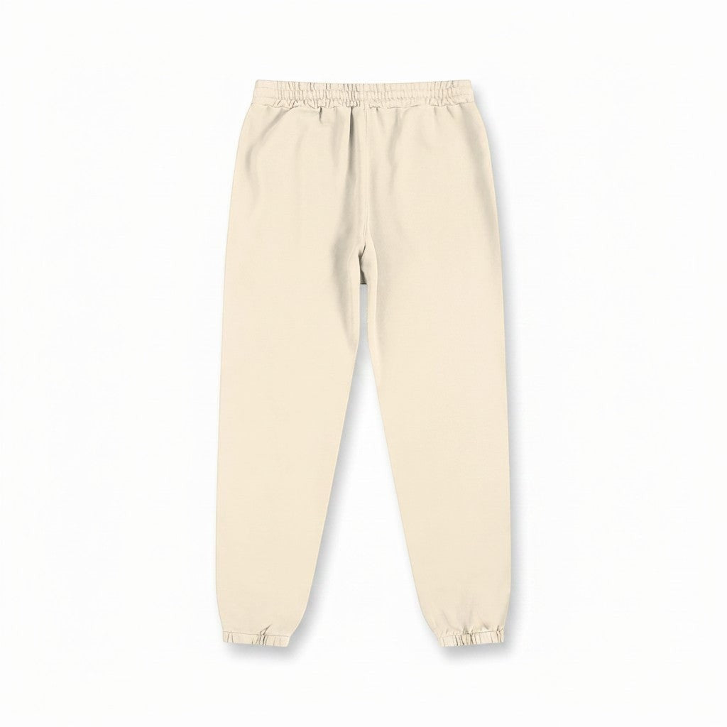 VaultWear unisex Essential Sweatpants in beige, made from 100% cotton with a comfortable elasticated waistband.