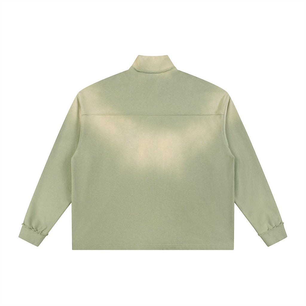 VaultWear sun-faded raw edge quarter-zip sweatshirt front view
Vintage washed quarter-zip sweatshirt back view
Raw edge quarter-zip sweatshirt detail
Oversized heavyweight streetwear sweatshirt
Sun-faded unisex quarter-zip pullover