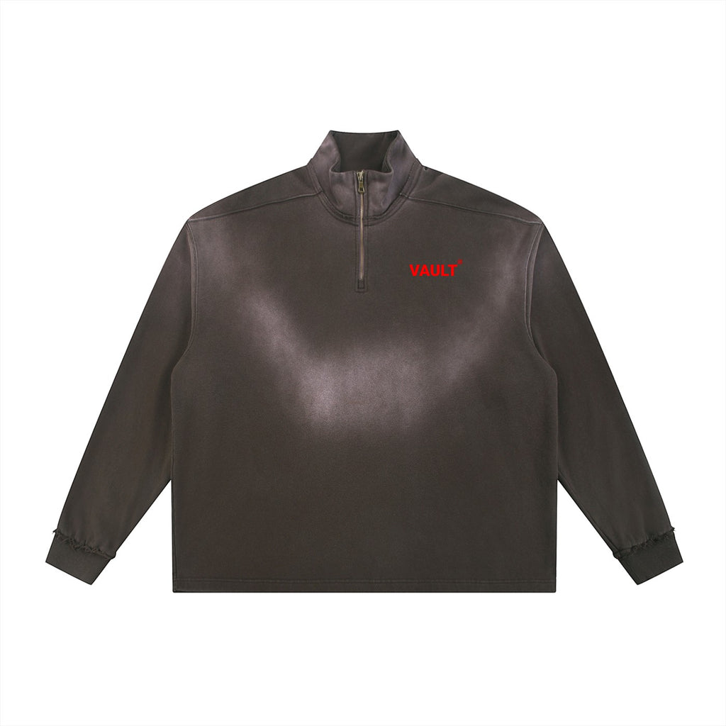 VaultWear sun-faded raw edge quarter-zip sweatshirt front view
Vintage washed quarter-zip sweatshirt back view
Raw edge quarter-zip sweatshirt detail
Oversized heavyweight streetwear sweatshirt
Sun-faded unisex quarter-zip pullover