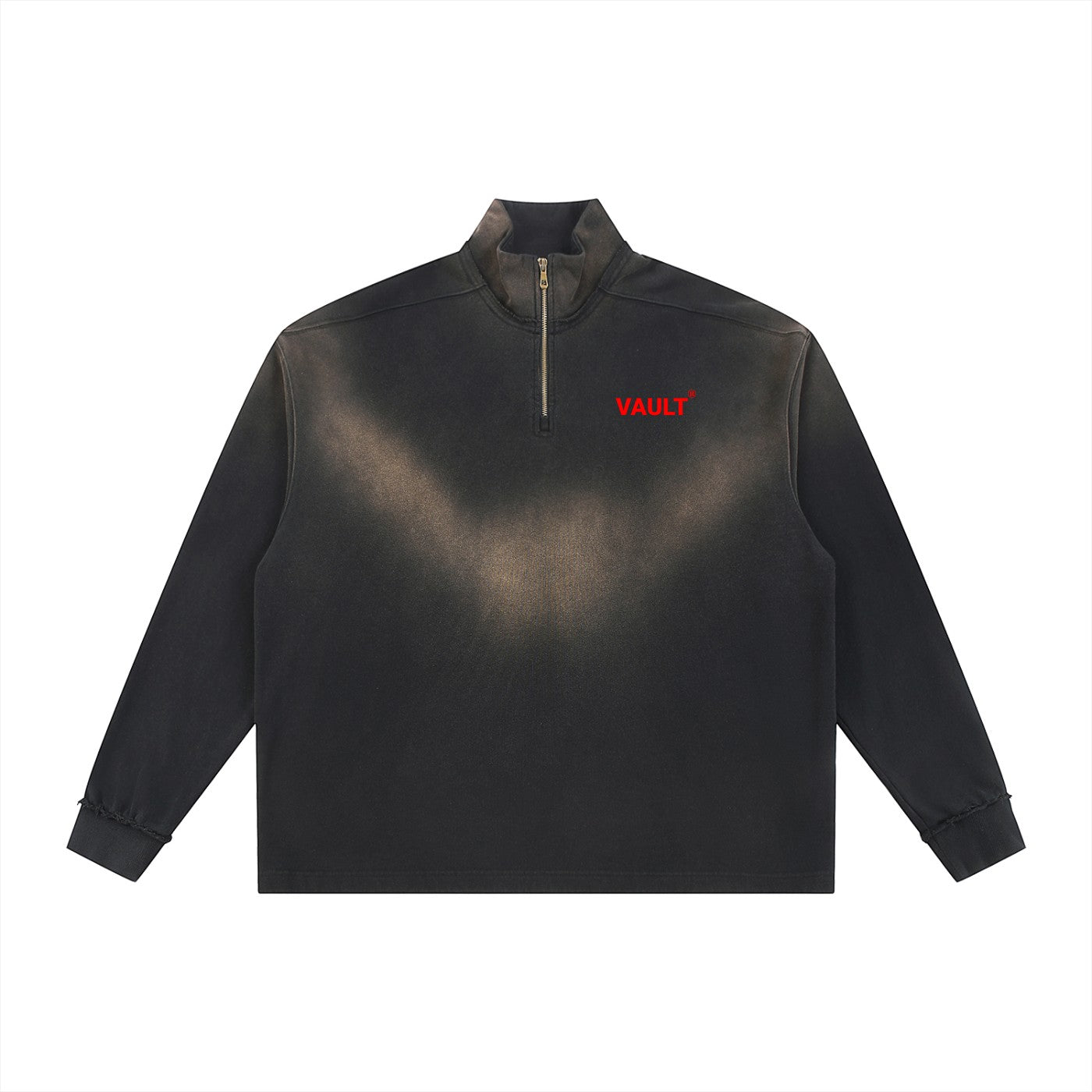 VaultWear sun-faded raw edge quarter-zip sweatshirt front view
Vintage washed quarter-zip sweatshirt back view
Raw edge quarter-zip sweatshirt detail
Oversized heavyweight streetwear sweatshirt
Sun-faded unisex quarter-zip pullover